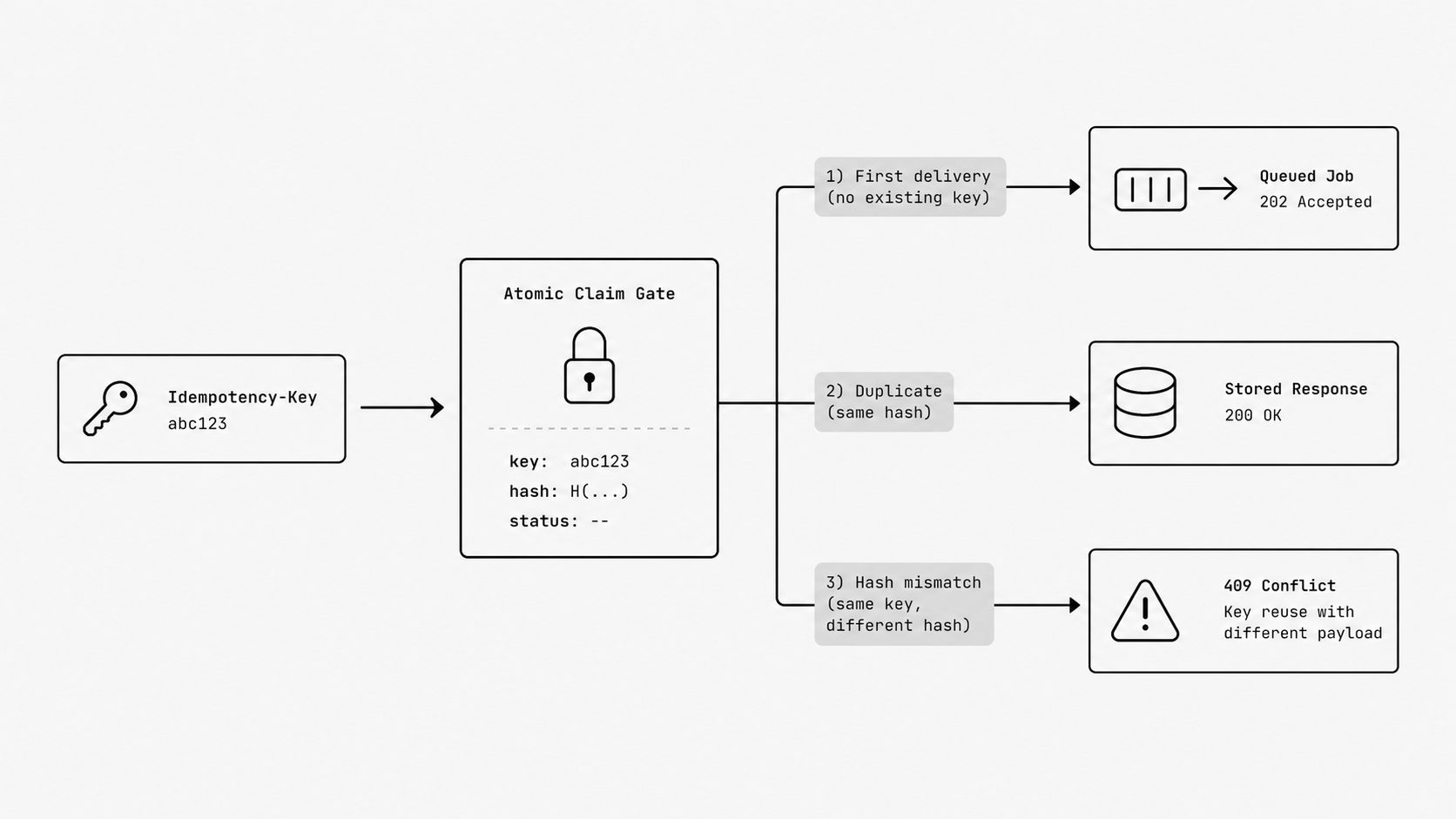 Atomic idempotency claim with PostgreSQL concept image